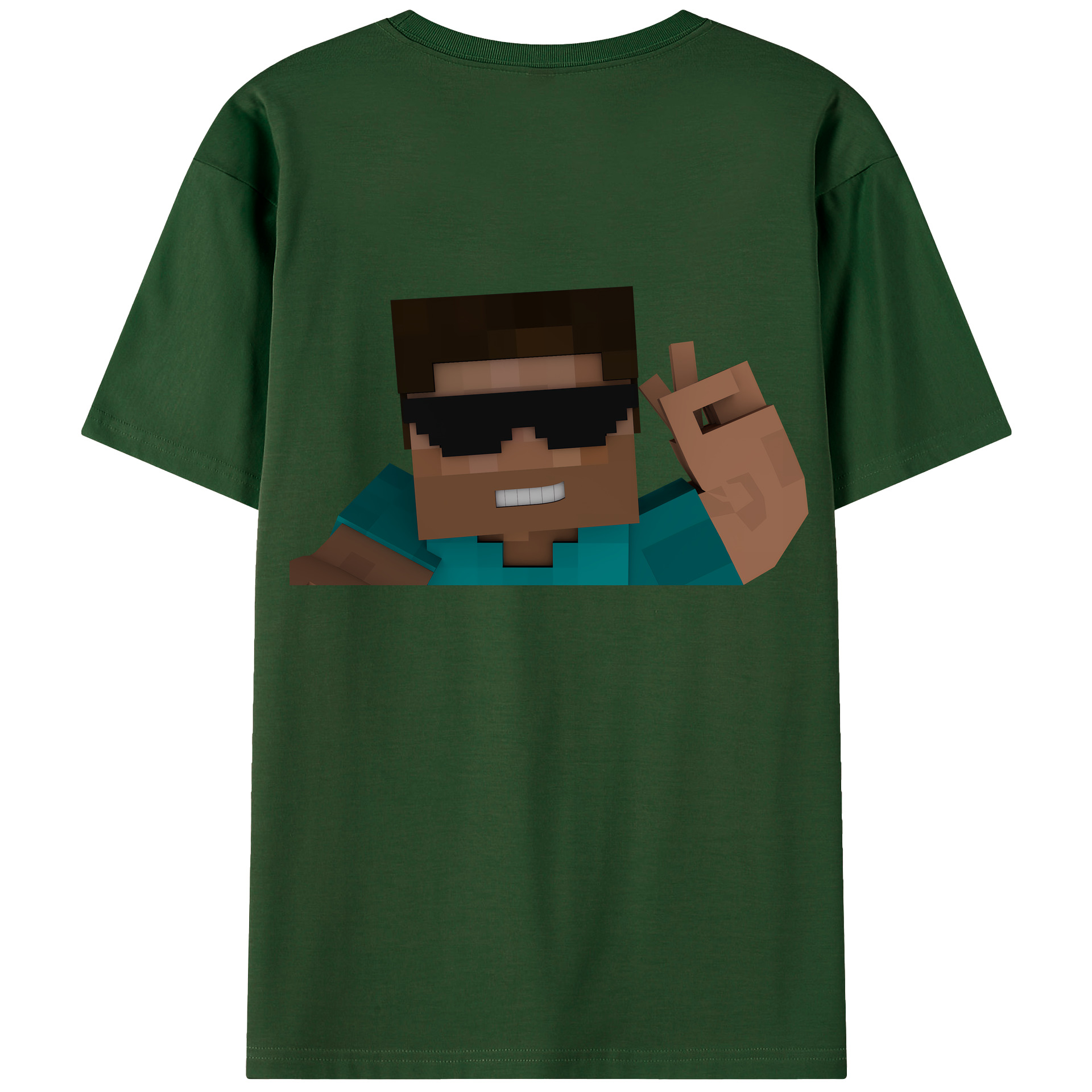 （画像用） マインクラフト ブロックの世界 Minecraft MC Block world 綿100％半袖Tシャツ（背面プリント）